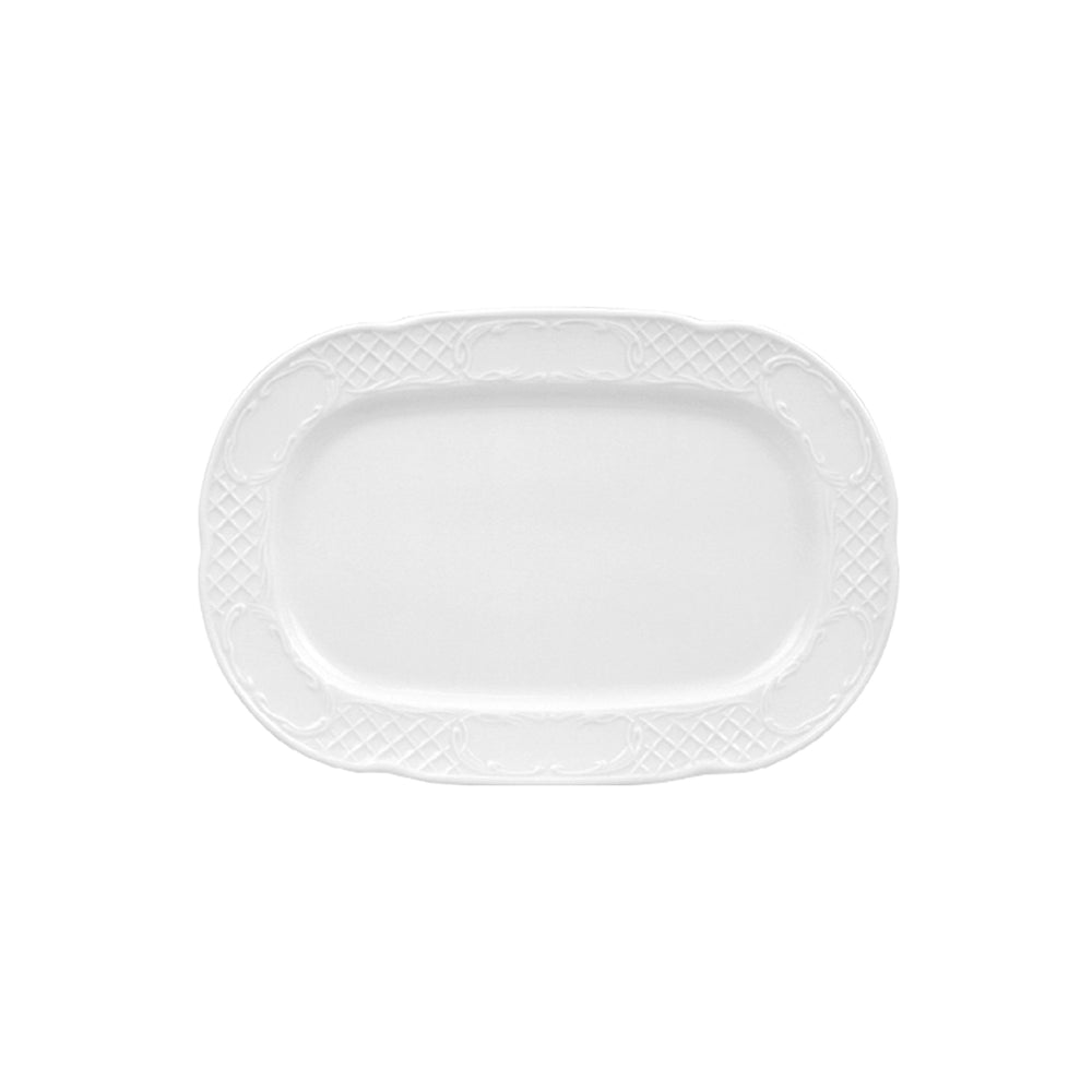 Flora 13" x 9" x h:1" Rectangular White Porcelain Platter
