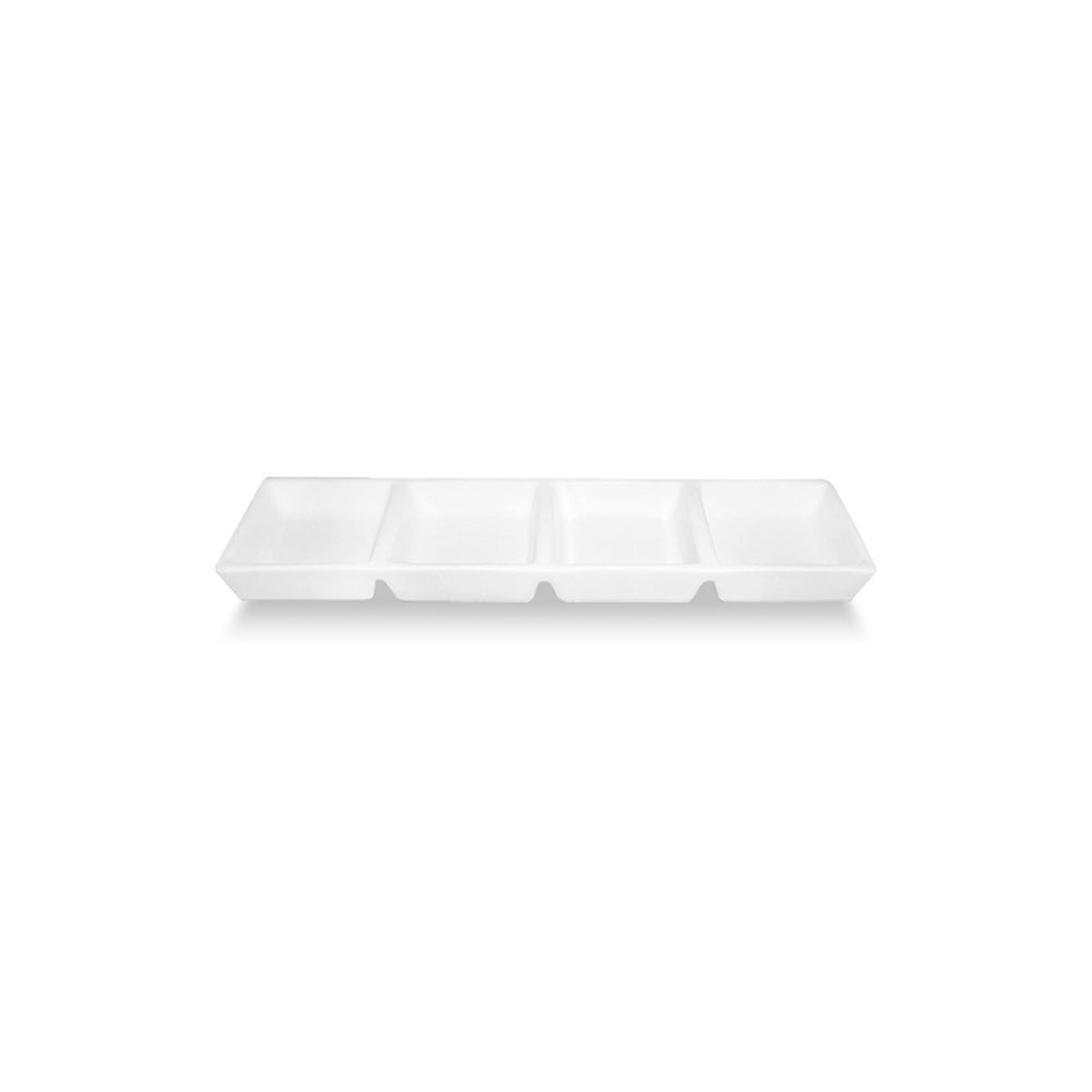 Delta-Coupe 12.5" x 3.25" Rectangular White Porcelain Sectional Plate