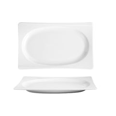 Hong Kong 9.75" x 6.25" x h:1" Rectangular White Porcelain Platter
