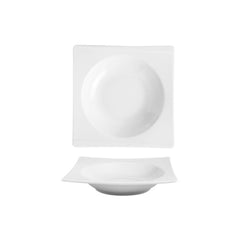 Hong Kong 7.75" x 7.75" x h:1.75" 12 oz. Square White Porcelain Deep Plate