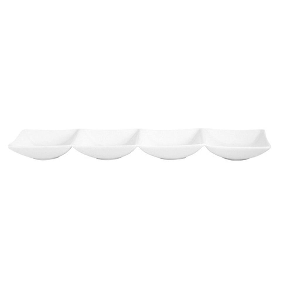 Hong Kong 13.25" x 3.25" Rectangular White Porcelain Sectional Plate