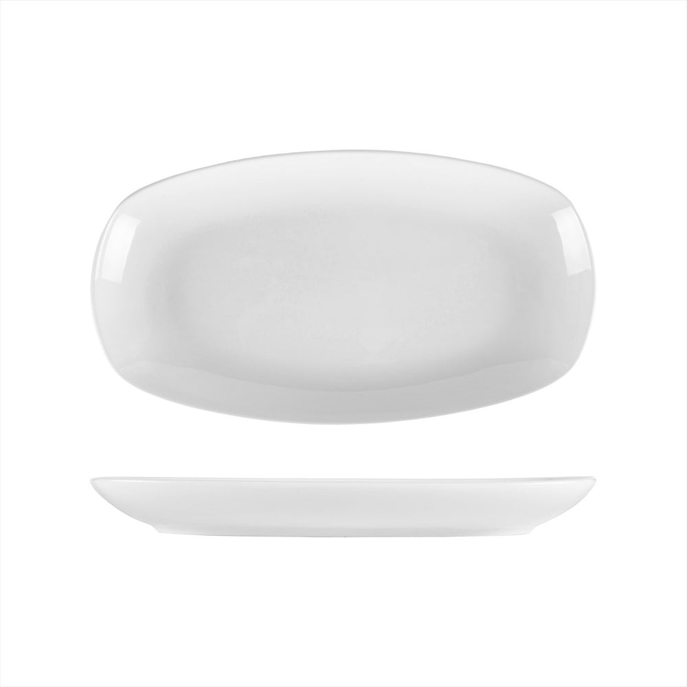 Delta-Coupe 13.5" x 7.5" x h:1.5" Oval White Porcelain Platter