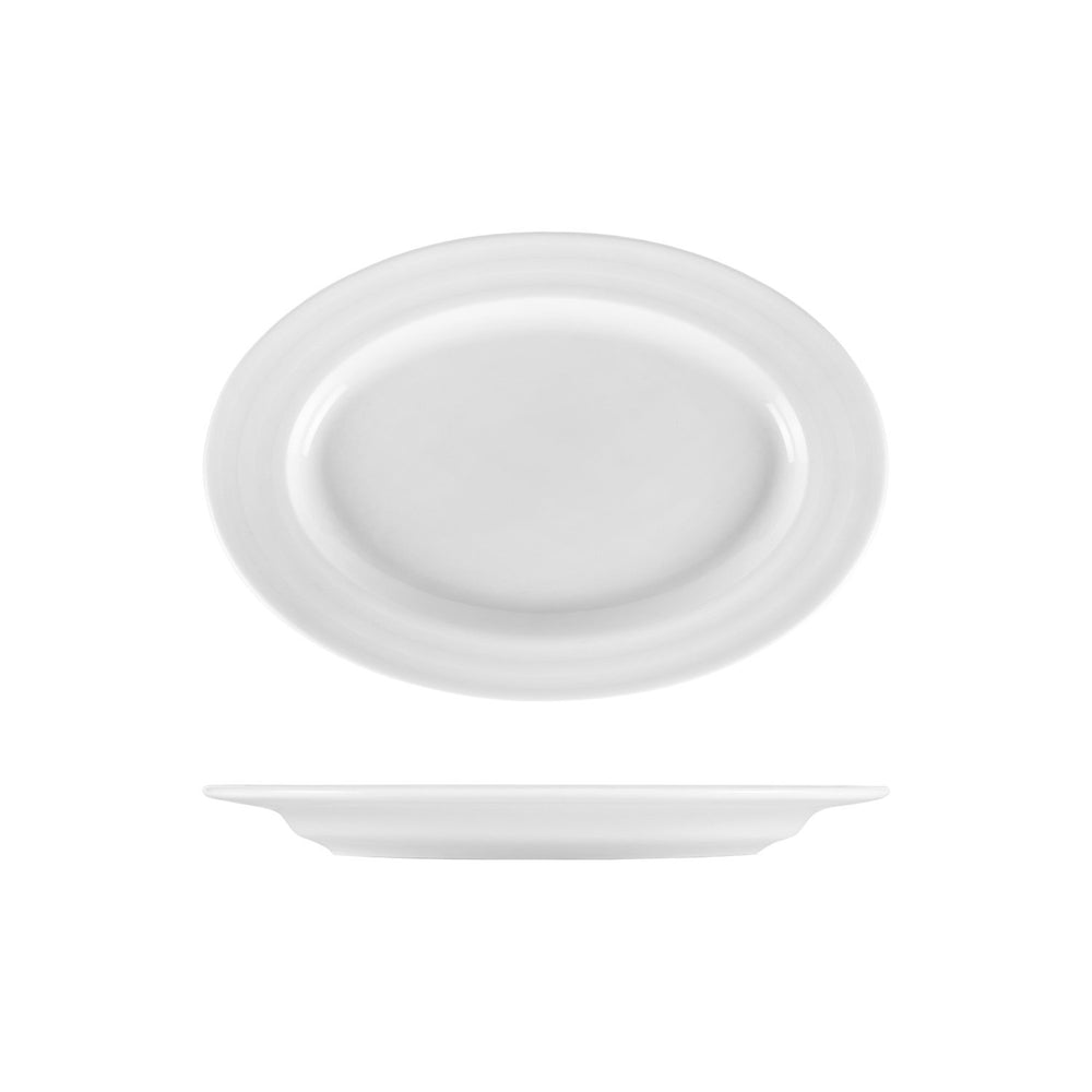 Lizbon 11.25" x 8" x h:1" Oval White Porcelain Platter