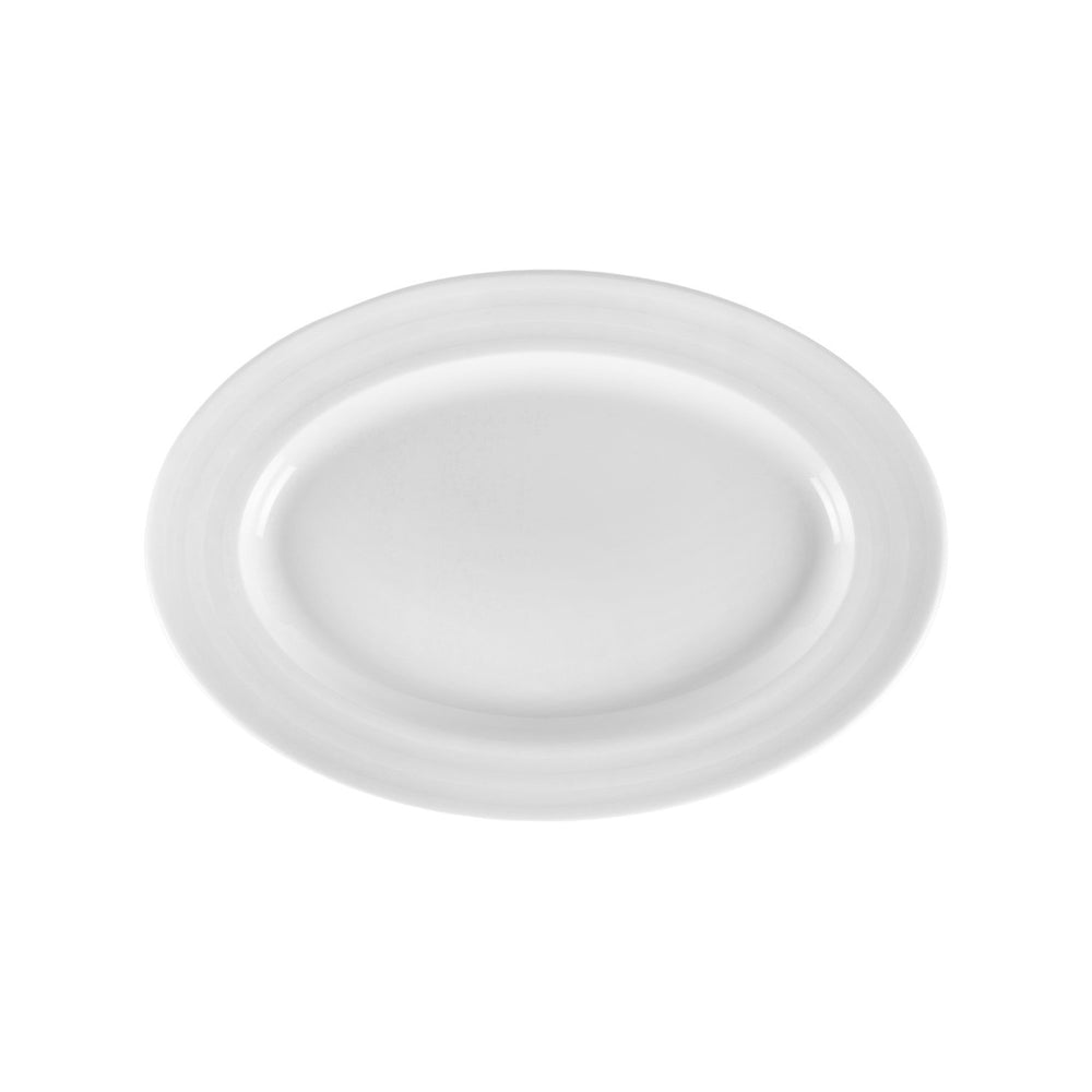 Lizbon 13.25" x 9.25" x h:1.25" Oval White Porcelain Platter