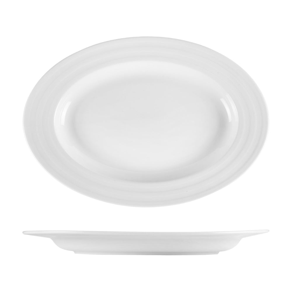 Lizbon 15.25" x 10.5" x h:1.5" Oval White Porcelain Platter