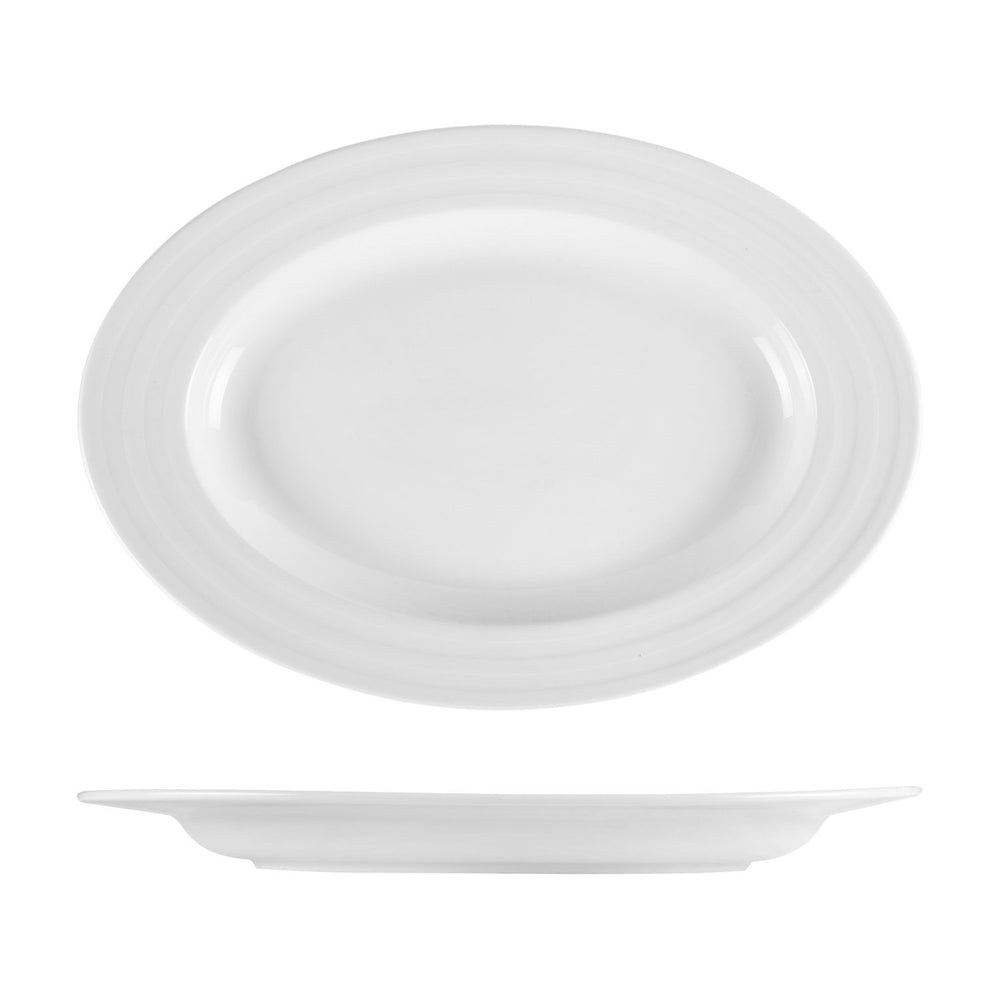 Lizbon 15.25" x 10.5" x h:1.5" Oval White Porcelain Platter