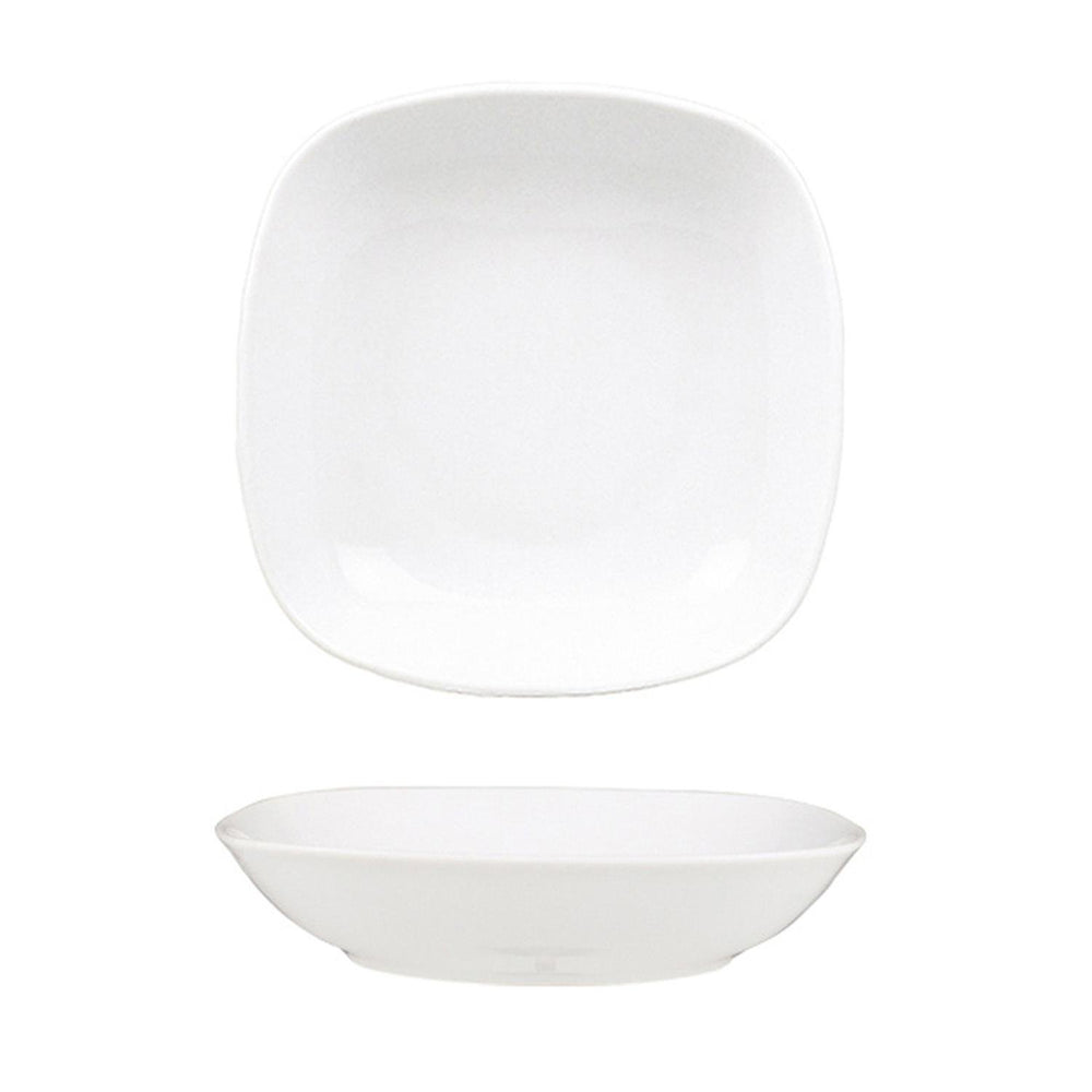 Mimoza 8.5" x 8.5" x h:1.25" 21 oz. Square White Porcelain Deep Plate
