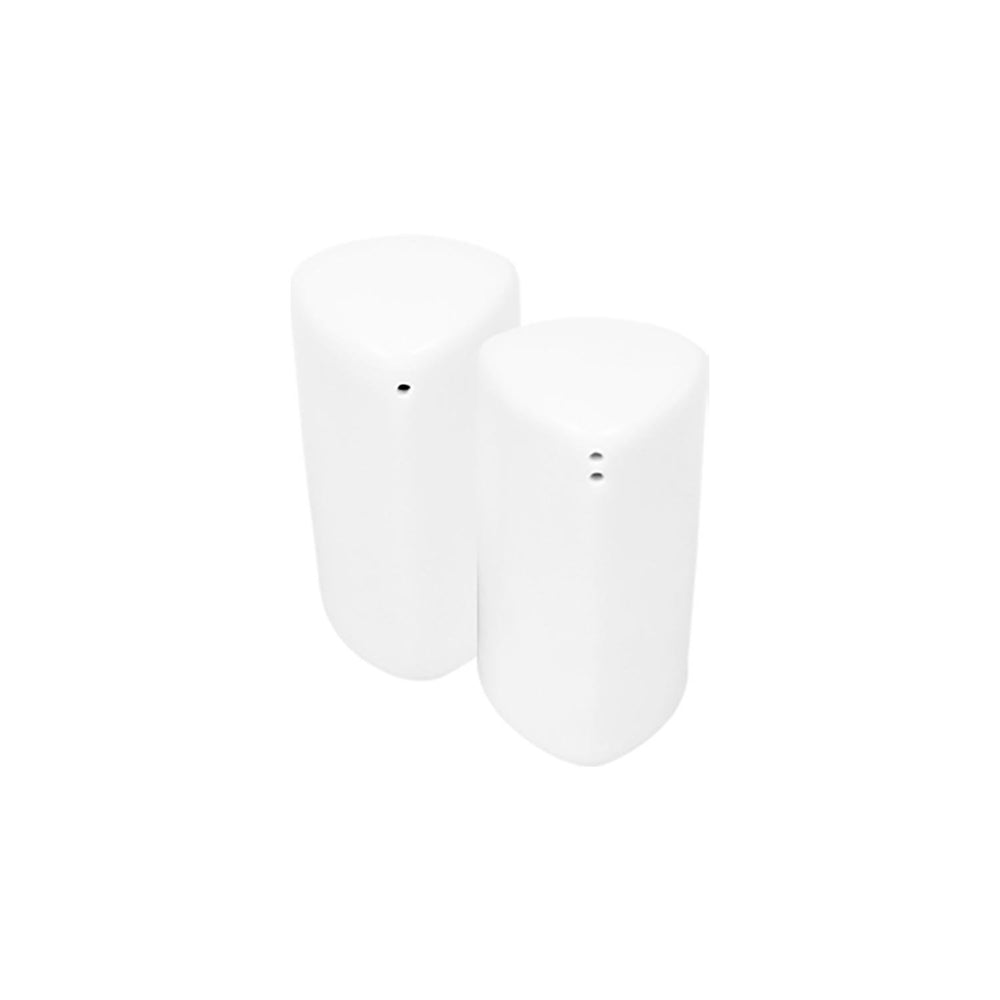 Pera 1.25" x 1.25" x h:3" Triangle White Porcelain Salt & Pepper Shaker Set