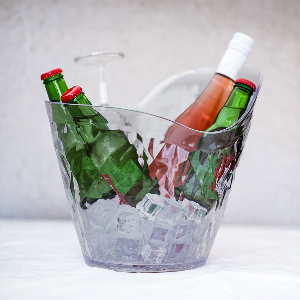 Premium 11" x 9.5" x h:9.75" 5.28 qt. Oval Charcoal Polycarbonate Ice Bucket