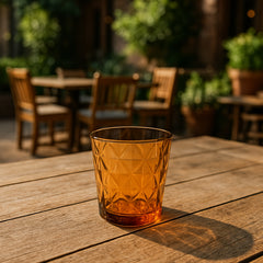 Prism dia.3.5" h:3.5" 10 oz. Round Amber Polycarbonate Rocks/Old Fashioned