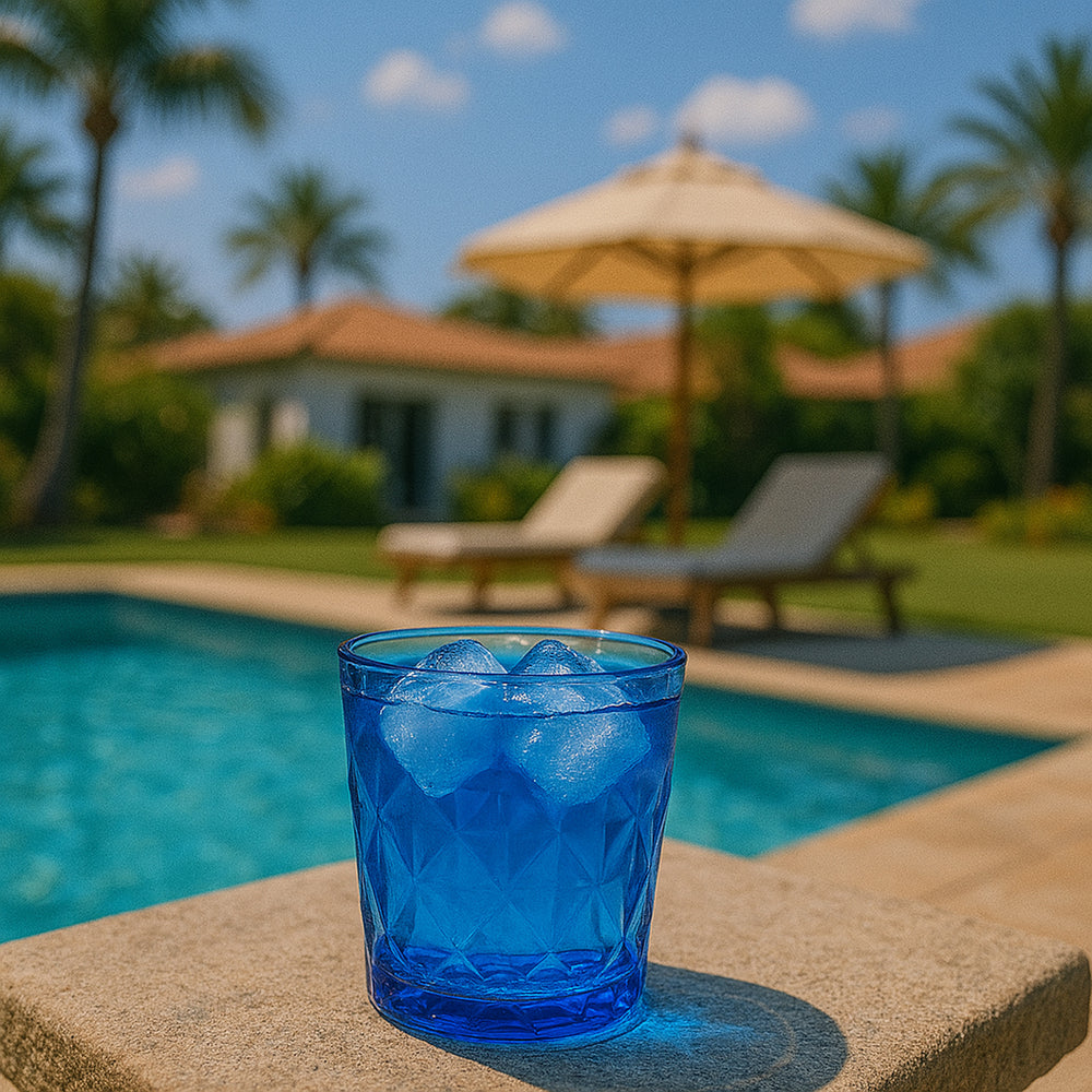 Prism dia.3.5" h:3.5" 10 oz. Round Blue Polycarbonate Rocks/Old Fashioned