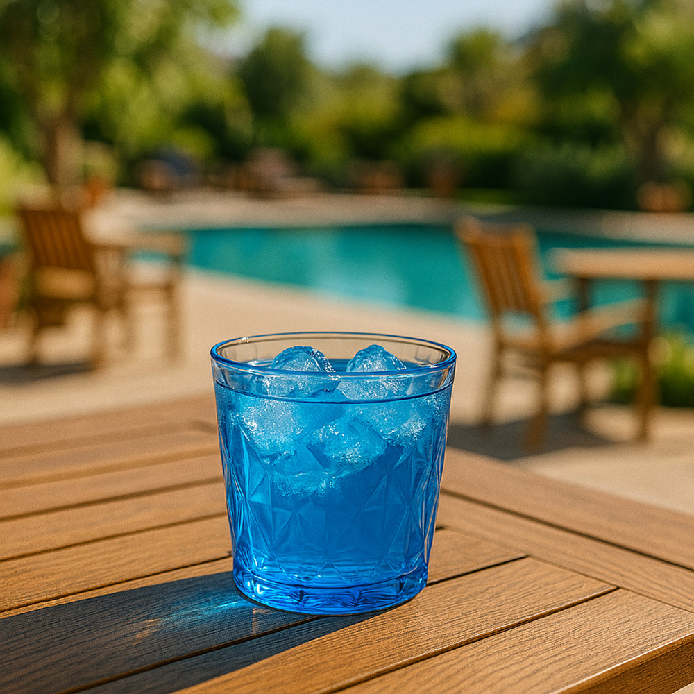 Prism dia.3.5" h:3.5" 10 oz. Round Blue Polycarbonate Rocks/Old Fashioned