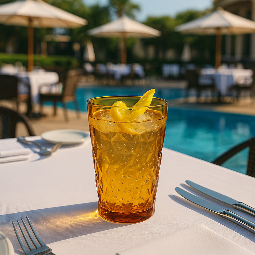 Prism dia.3.5" h:5.5" 14 oz. Round Amber Polycarbonate High-Ball