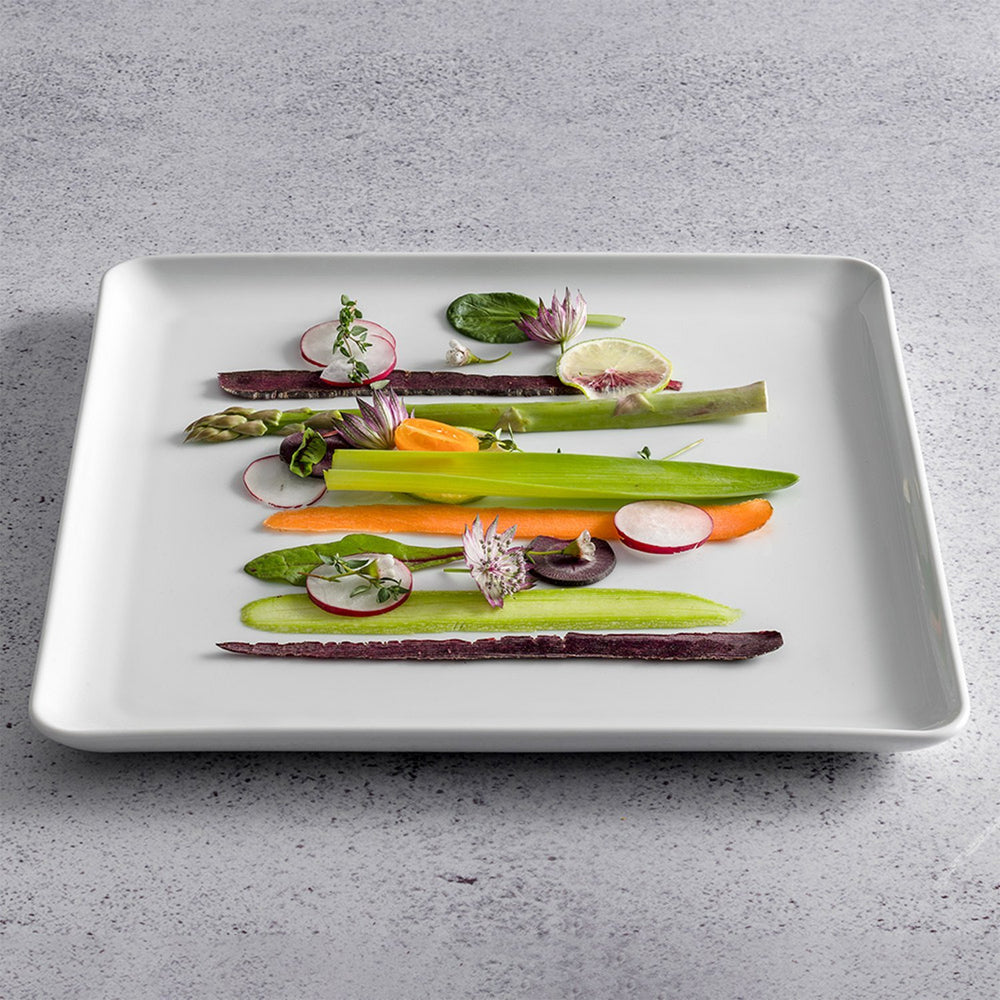 Santa Monica 12.5" x 12.5" x h:1" Square White Porcelain Platter