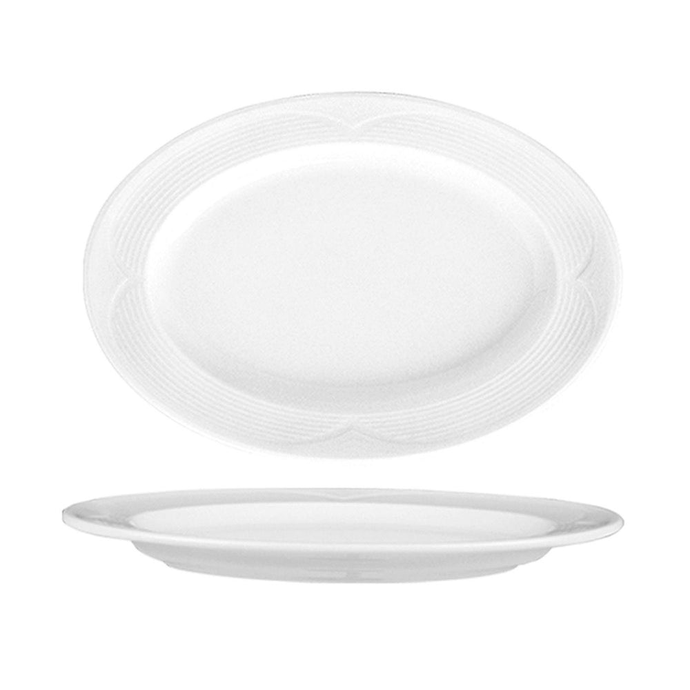 Saturn 11.25" x 8" x h:1" Oval White Porcelain Platter