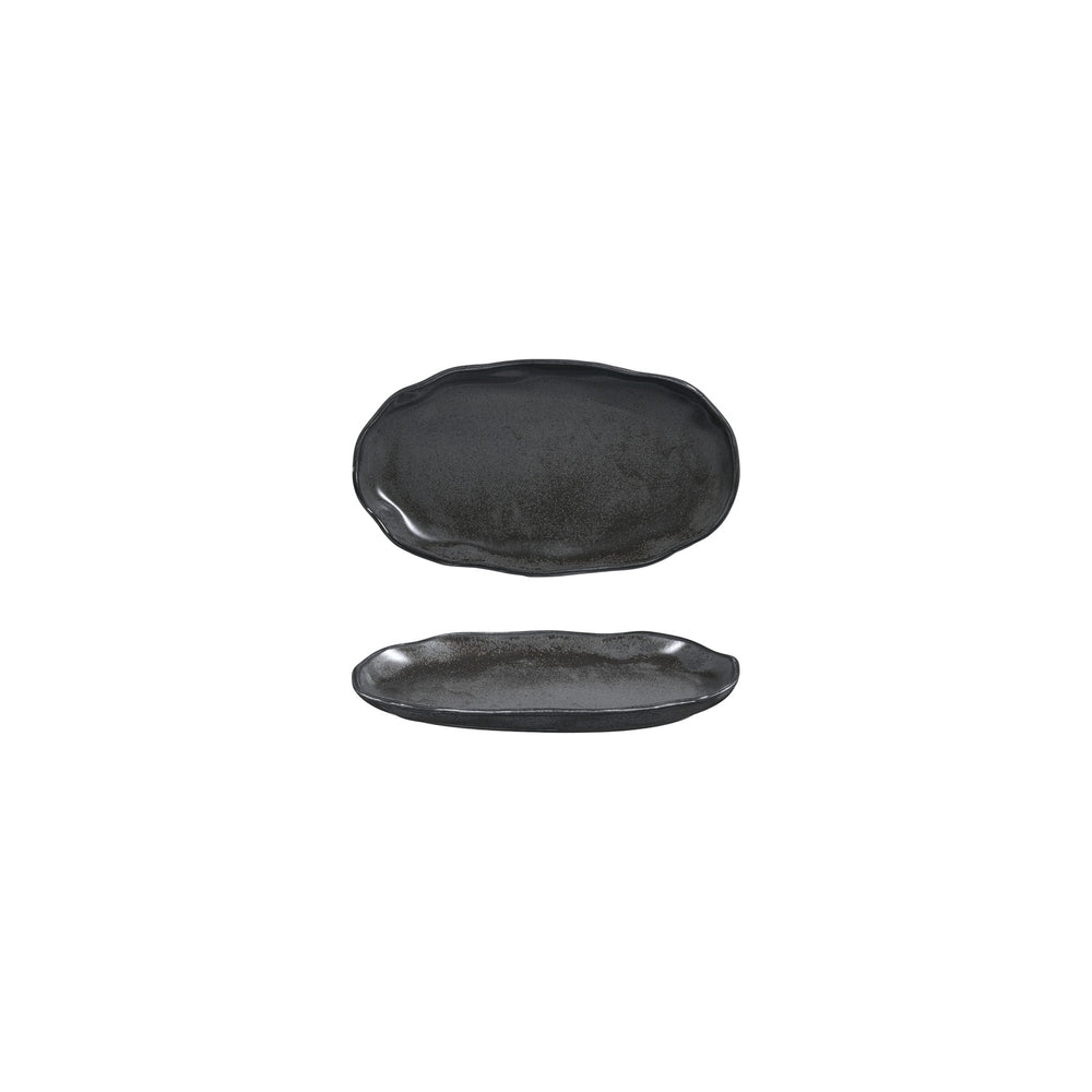 Amorf Notte 7.5" x 4.25" Organic Black Vitrified Plate
