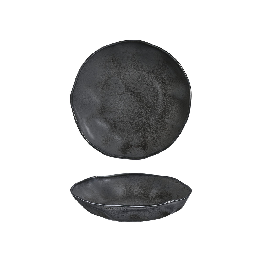 Amorf Notte 9.75" x 9.75" x h:0" 42 oz. Organic Black Vitrified Deep Plate