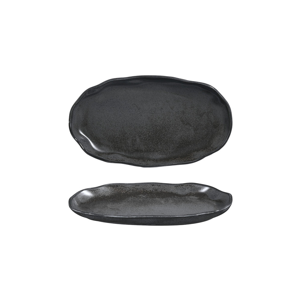 Amorf Notte 11.5" x 6.5" Organic Black Vitrified Plate
