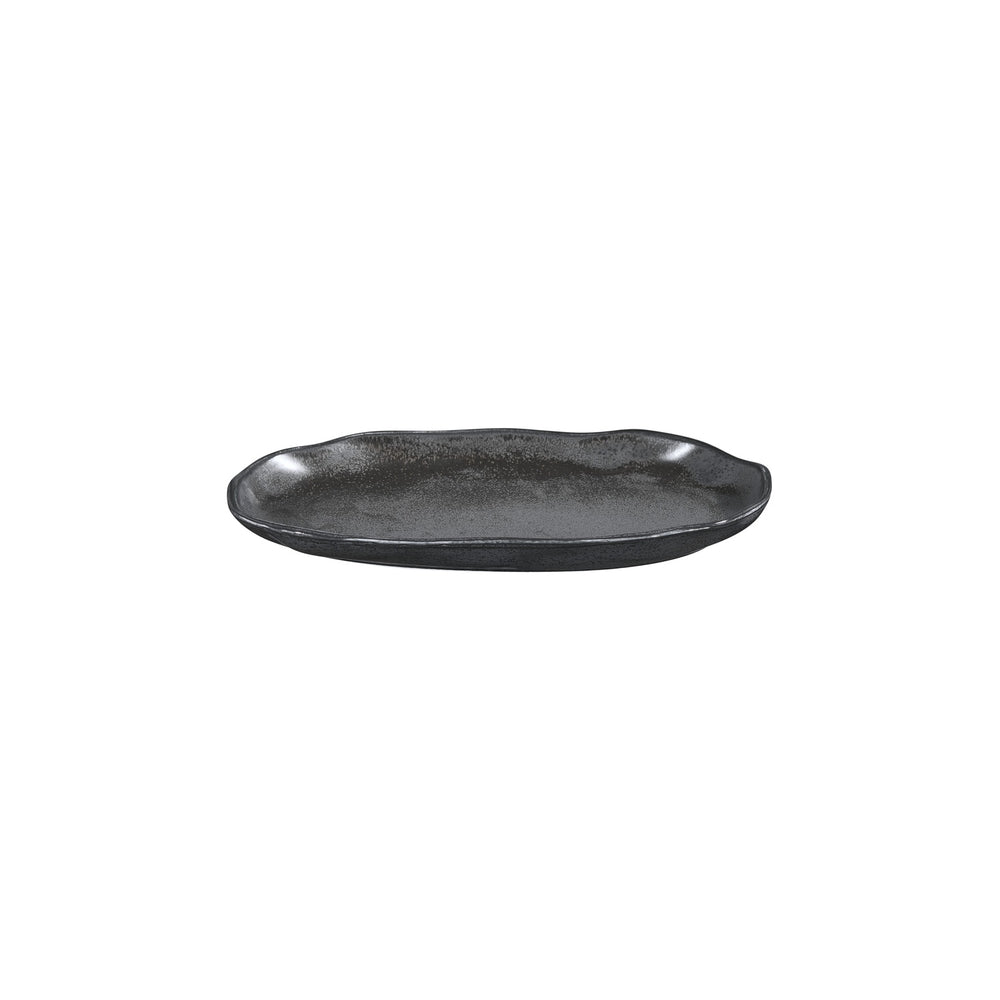 Amorf Notte 11.5" x 6.5" Organic Black Vitrified Plate