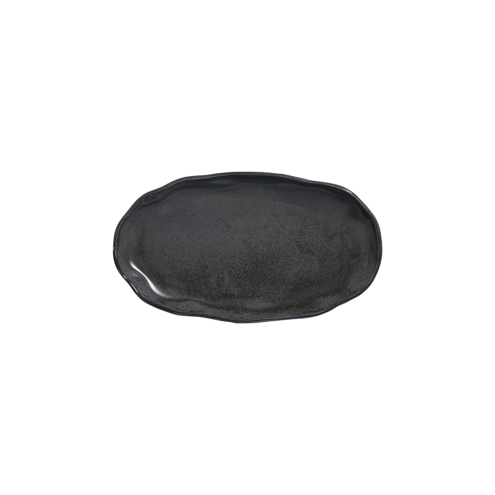 Amorf Notte 11.5" x 6.5" Organic Black Vitrified Plate