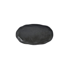 Amorf Notte 11.5" x 6.5" Organic Black Vitrified Plate