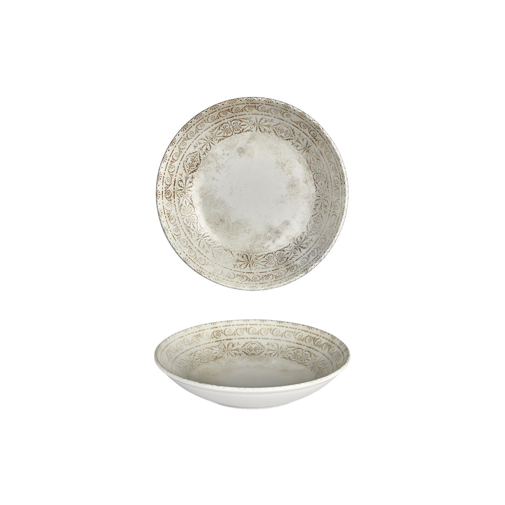 Antico dia.8.25" h:1.25" 27 oz. Round Brown Vitrified Deep Plate
