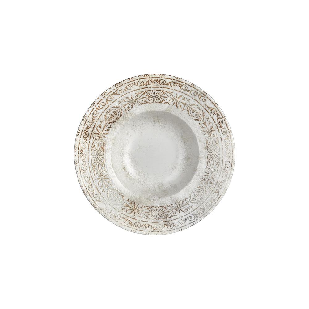 Antico dia.11" h:0" 16 oz. Round Brown Vitrified Deep Plate