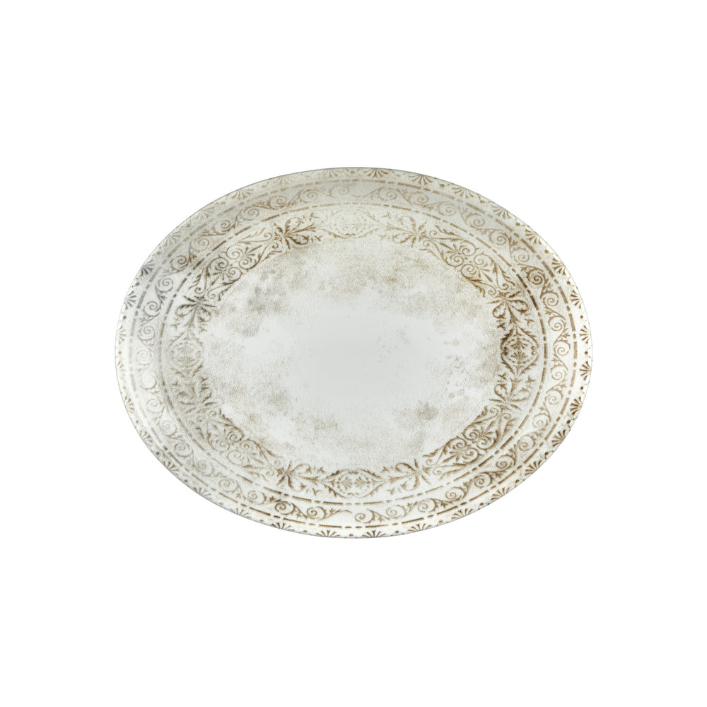 Antico 14.25" x 11" x h:1.25" Oval Brown Vitrified Platter