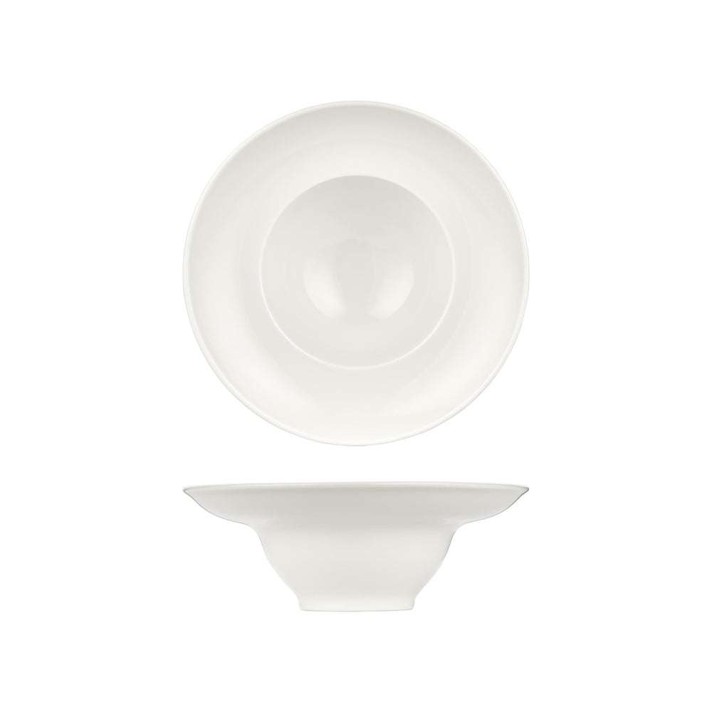 Gourmet dia.10.25" h:0" 22 oz. Round Warm White Vitrified Deep Plate