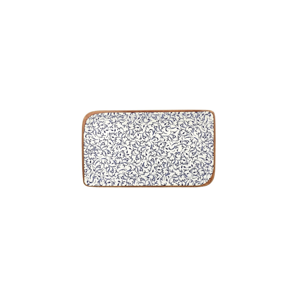Edera 9.5" x 6" Rectangular Blue Vitrified Plate