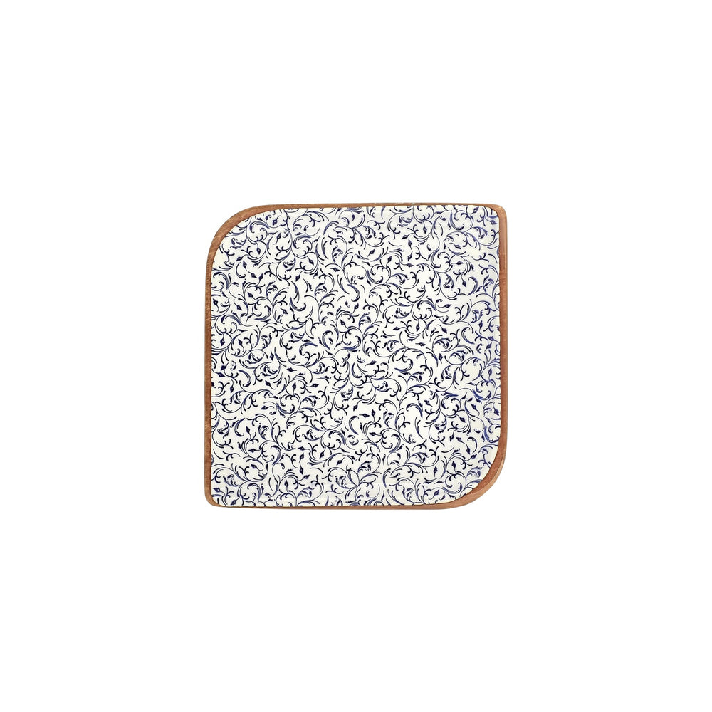 Edera 9" x 9" Square Blue Vitrified Plate