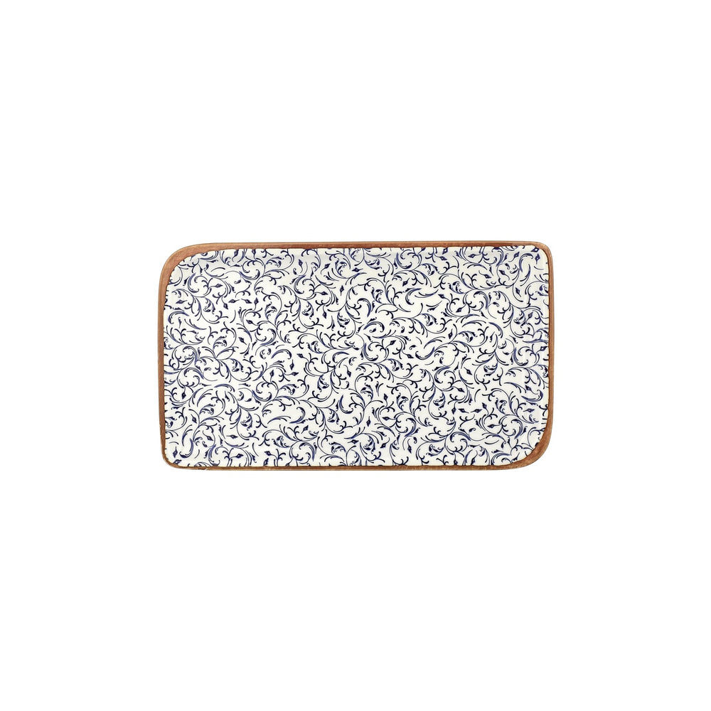 Edera 11.75" x 7" x h:0" Rectangular Blue Vitrified Platter