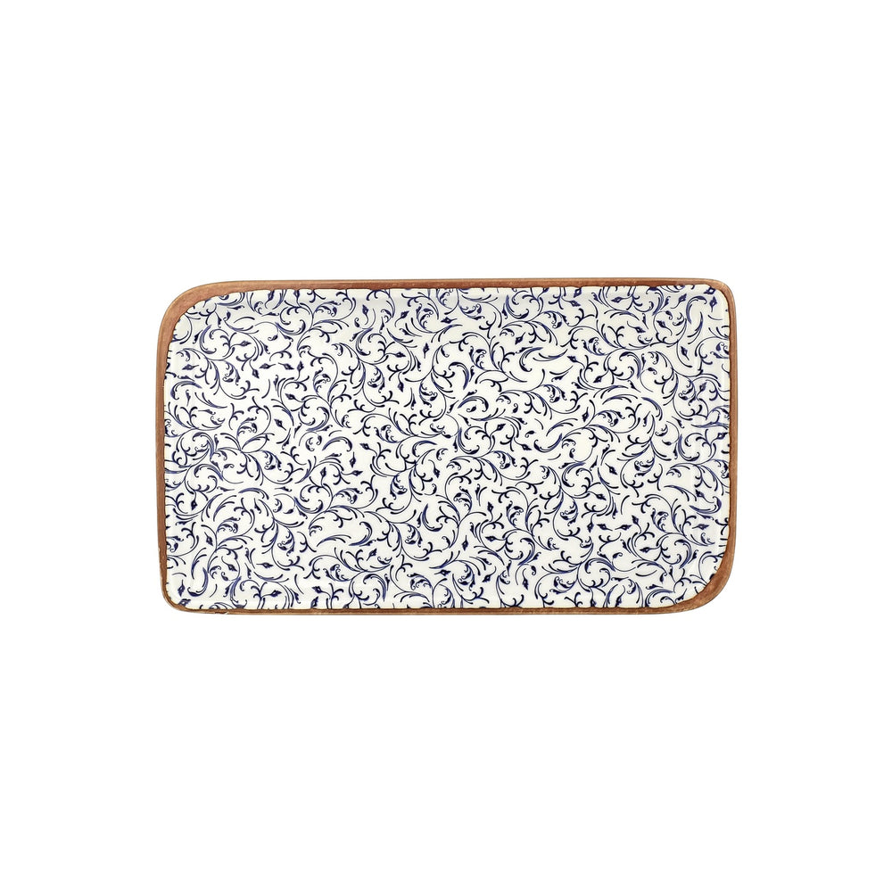 Edera 14.25" x 6.5" x h:0" Rectangular Blue Vitrified Platter