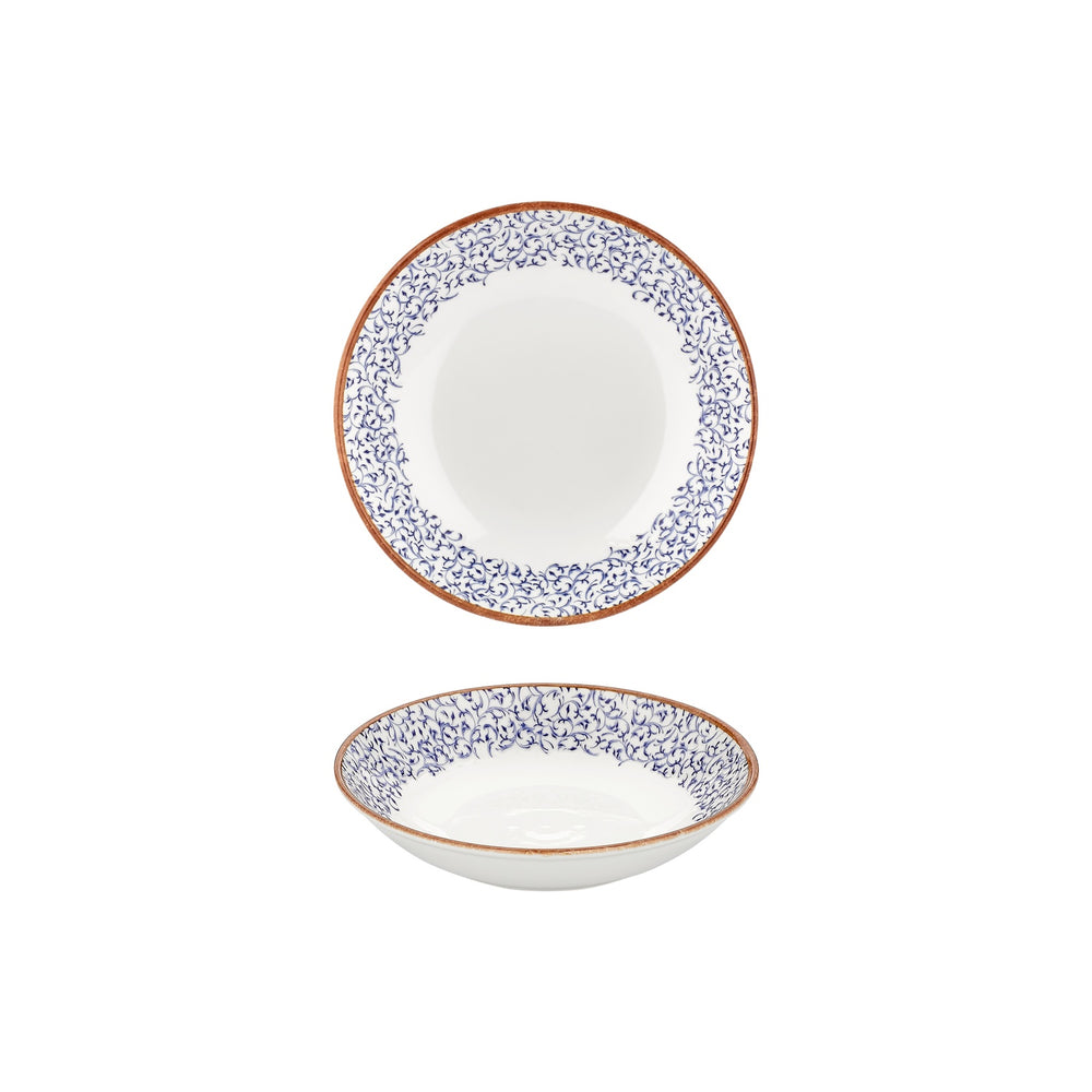 Edera dia.8.25" h:1.25" 27 oz. Round Blue Vitrified Deep Plate