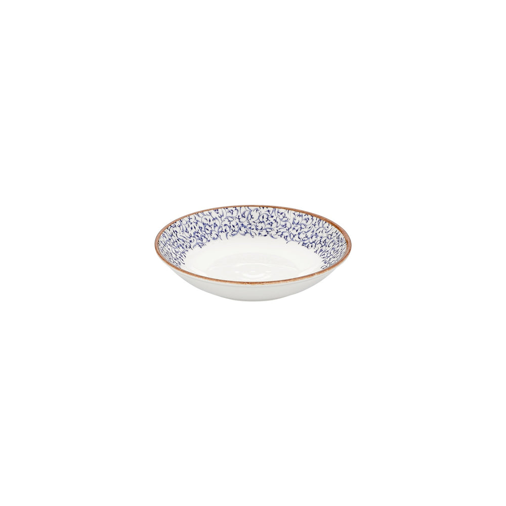 Edera dia.8.25" h:1.25" 27 oz. Round Blue Vitrified Deep Plate