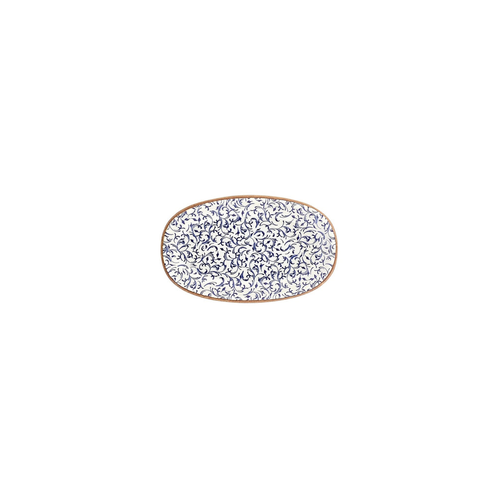 Edera 7.5" x 4.25" x h:0" Oval Blue Vitrified Platter