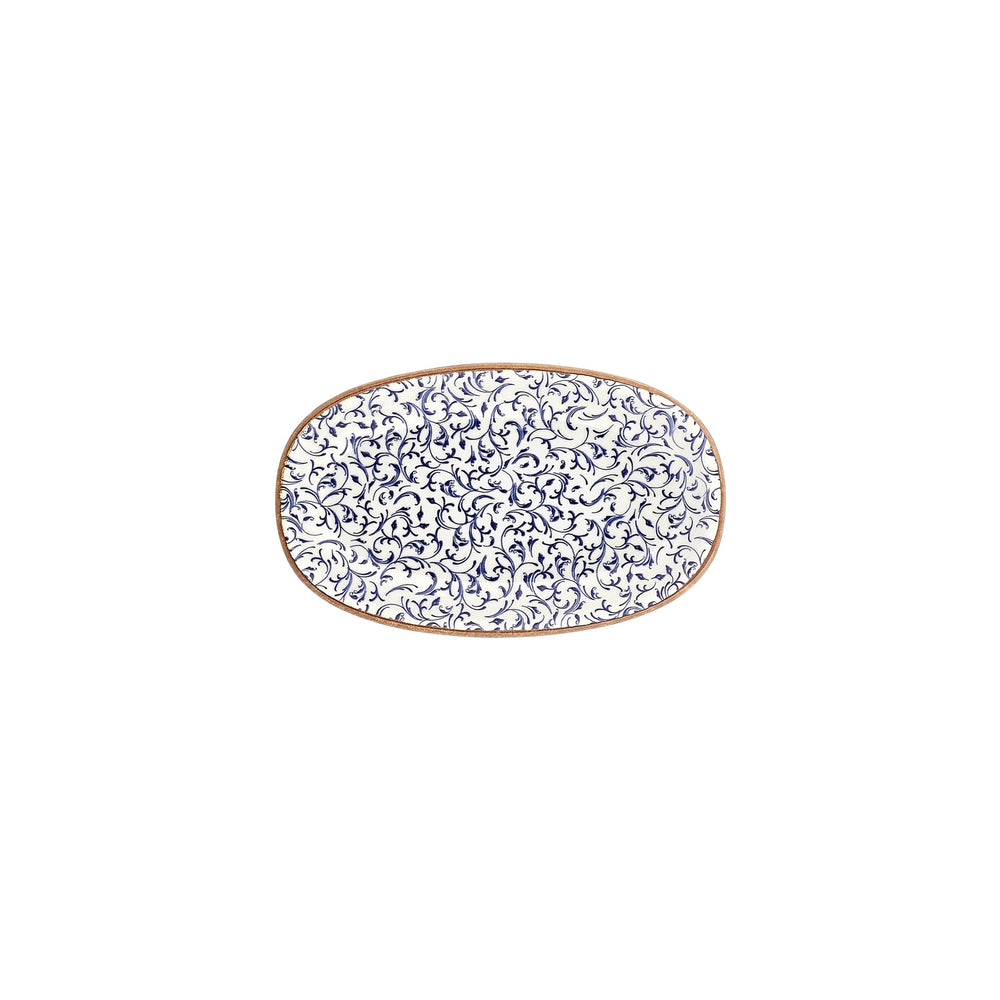 Edera 9.5" x 5.75" x h:0" Oval Blue Vitrified Platter