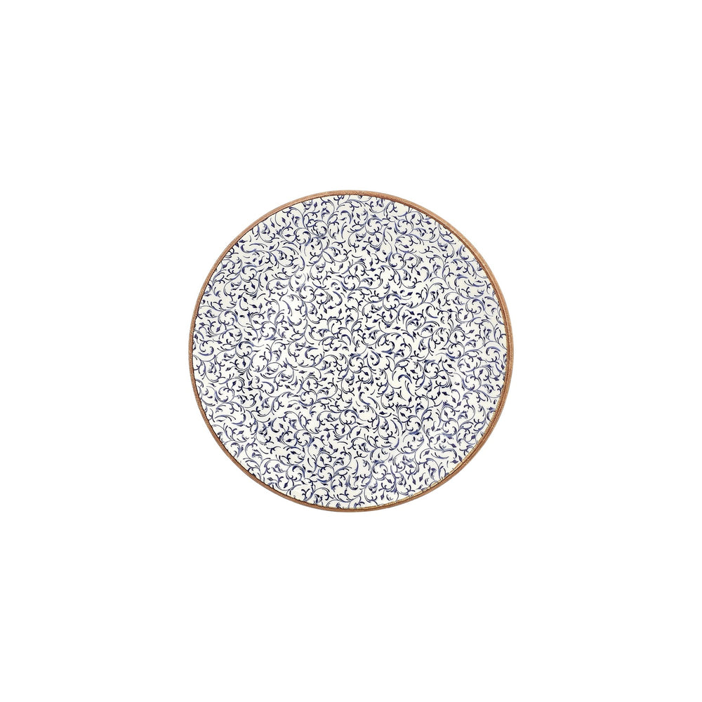 Edera dia.9.75" Round Blue Vitrified Plate