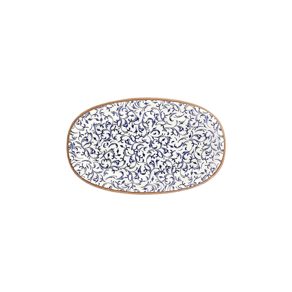 Edera 11.5" x 7" x h:0" Oval Blue Vitrified Platter