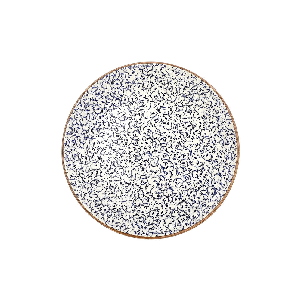 Edera dia.12.5" x 12.5" Round Blue Vitrified Pizza Plate