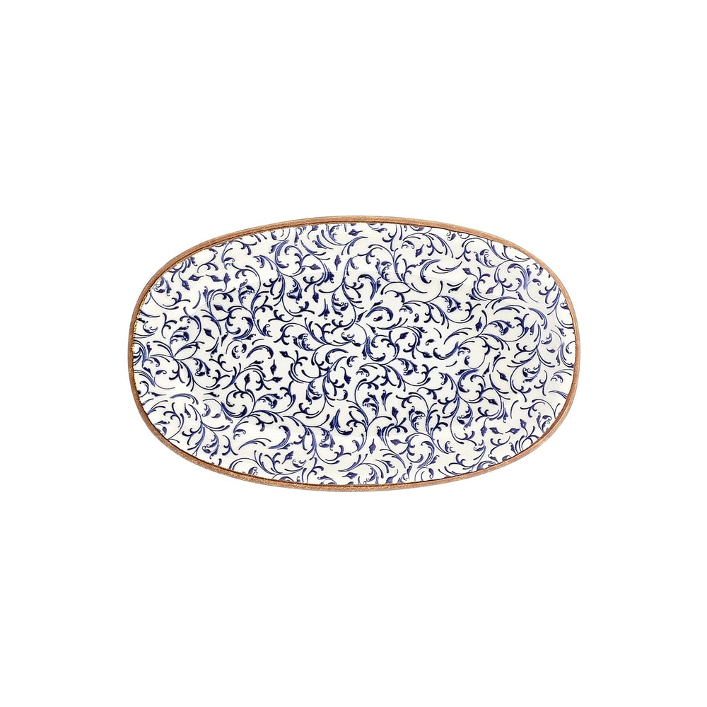 Edera 13.5" x 8" x h:0" Oval Blue Vitrified Platter