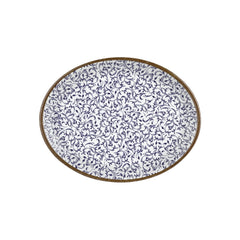 Edera 14.25" x 11" x h:1.25" Oval Blue Vitrified Platter