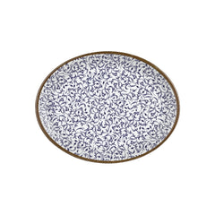 Edera 14.25" x 11" x h:1.25" Oval Blue Vitrified Platter