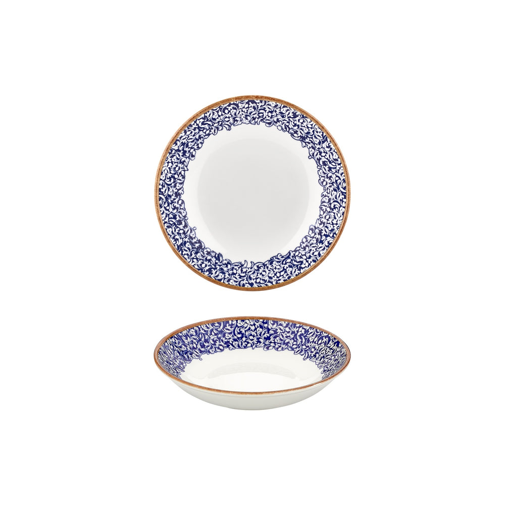 Edera Cobalt dia.8.25" h:1.25" 27 oz. Round Blue Vitrified Deep Plate
