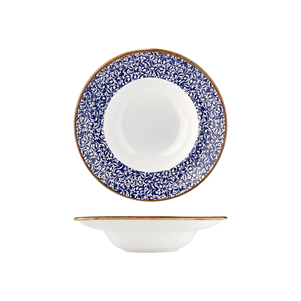 Edera Cobalt dia.10.75" h:0" 17 oz. Round Blue Vitrified Deep Plate