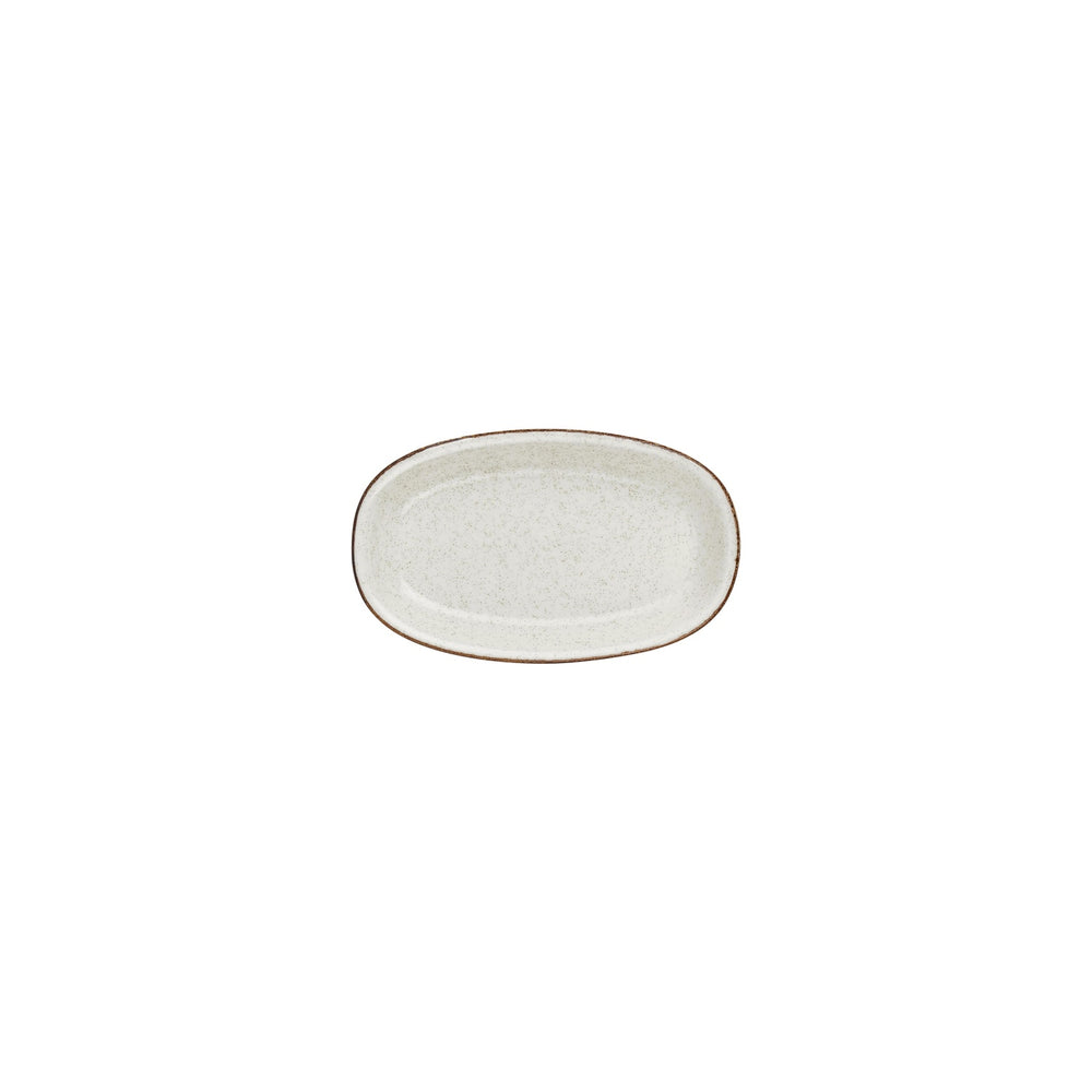 Dust 7.5" x 4.25" x h:1" Oval Beige Vitrified Platter