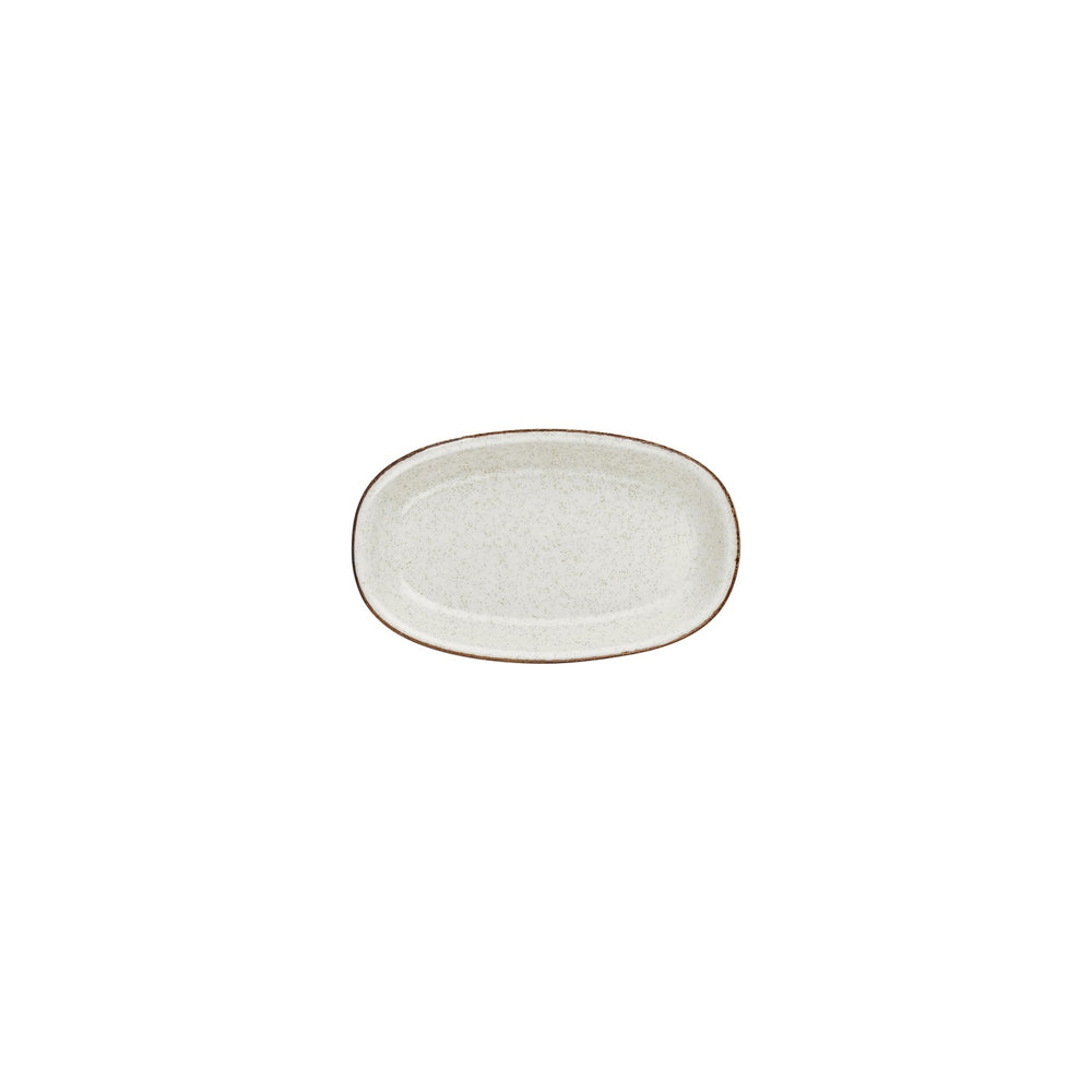 Dust 7.5" x 4.25" x h:1" Oval Beige Vitrified Platter