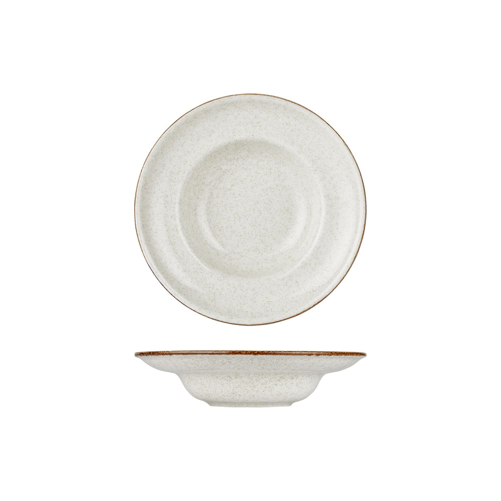 Dust dia.9.75" h:2.25" 14 oz. Round Beige Vitrified Deep Plate