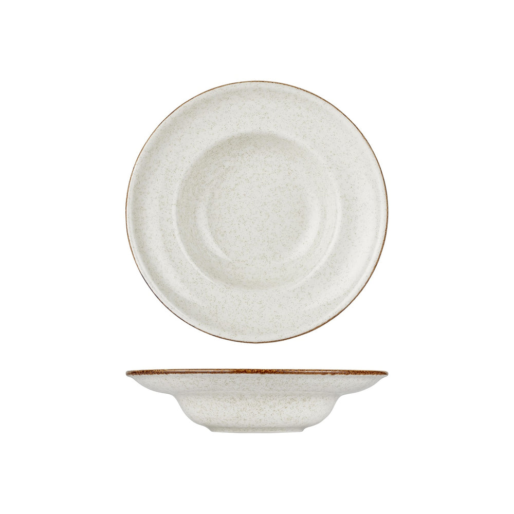 Dust dia.10.75" h:2.5" 17 oz. Round Beige Vitrified Deep Plate