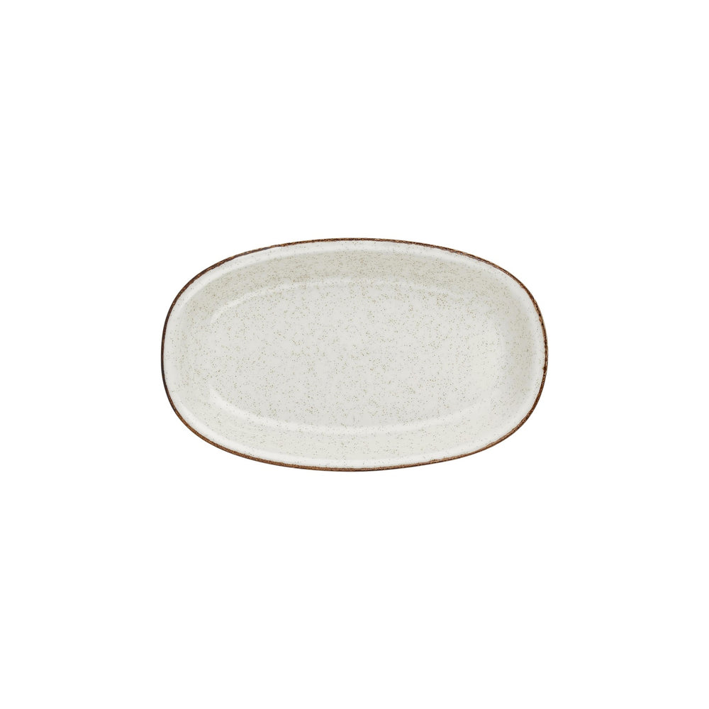 Dust 11.5" x 7" x h:1.25" Oval Beige Vitrified Platter